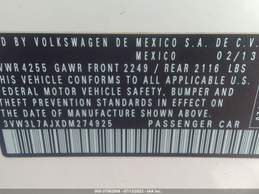 2013 VOLKSWAGEN JETTA SEDAN TDI W/PREMIUM - 3VW3L7AJXDM274925