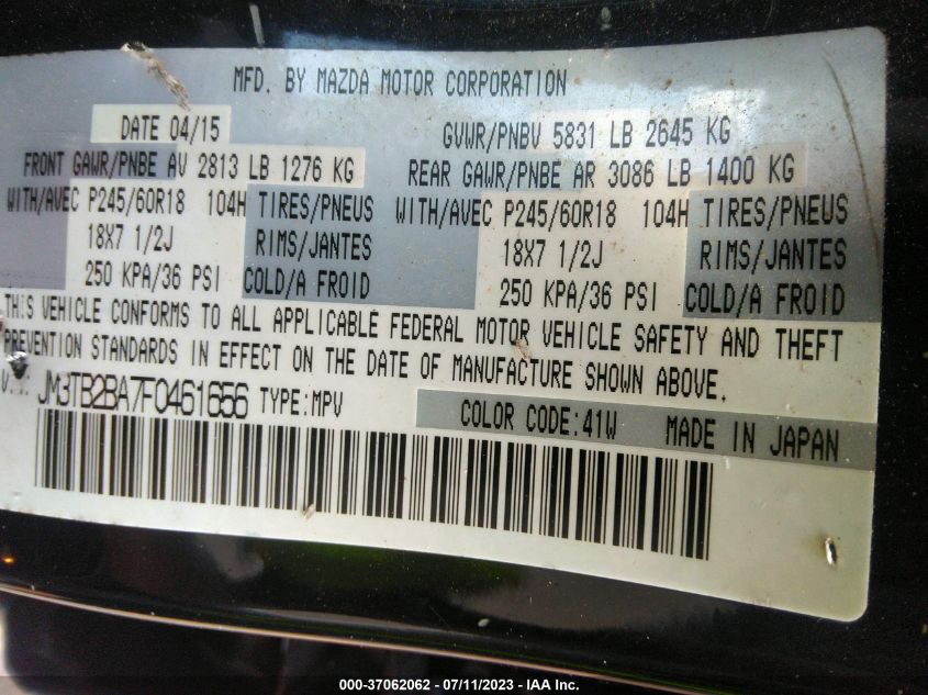 2015 MAZDA CX-9 SPORT - JM3TB2BA7F0461656