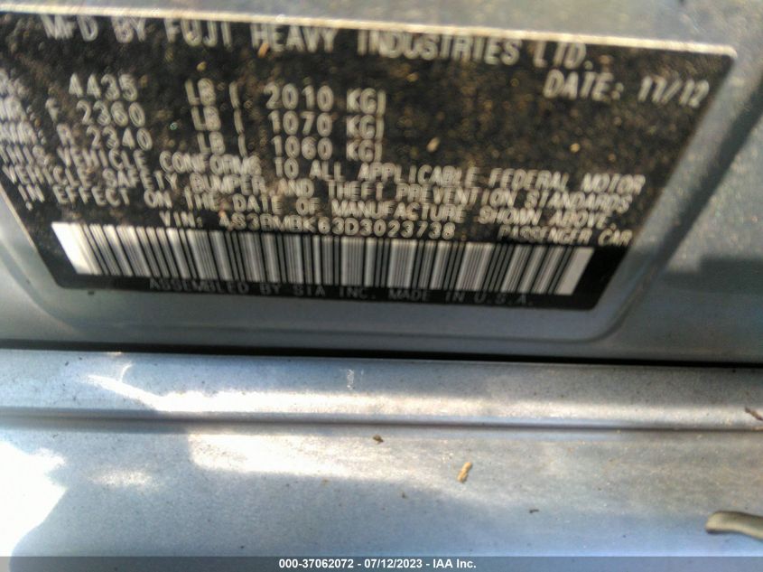 2013 SUBARU LEGACY 2.5I LIMITED - 4S3BMBK63D3023738