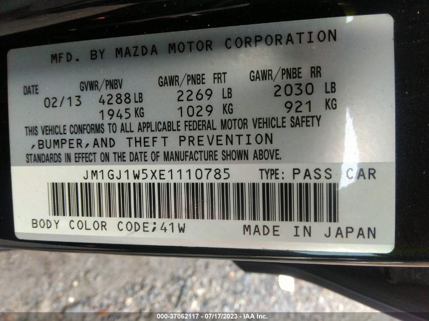2014 MAZDA MAZDA6 I GRAND TOURING - JM1GJ1W5XE1110785