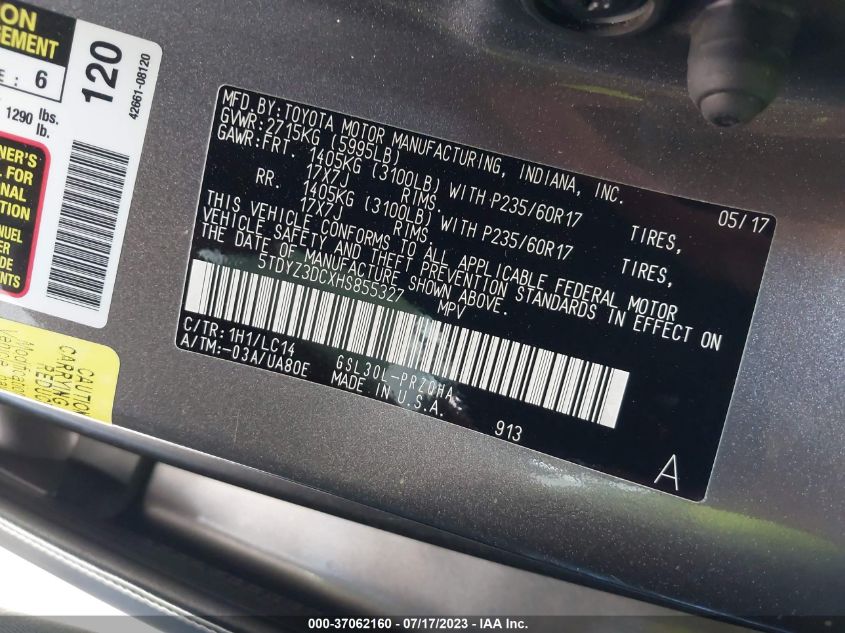 2017 TOYOTA SIENNA XLE AUTO ACCESS - 5TDYZ3DCXHS855327