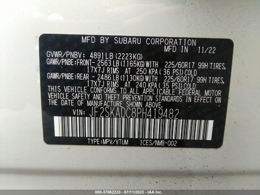 2023 SUBARU FORESTER PREMIUM - JF2SKADC8PH419482