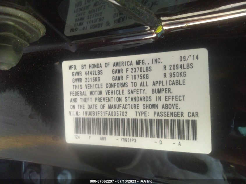 2015 ACURA TLX - 19UUB1F31FA005702