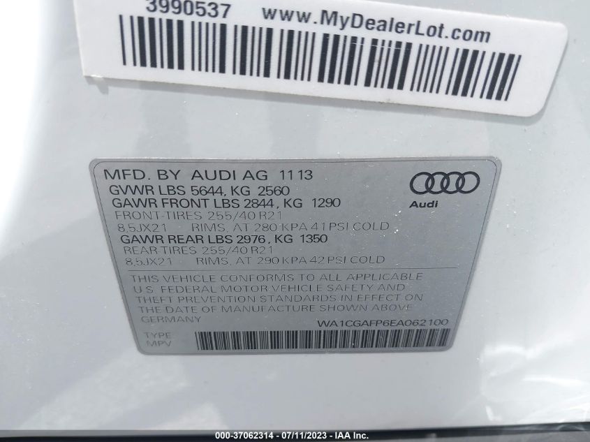 2014 AUDI SQ5 PREMIUM PLUS WA1CGAFP6EA062100