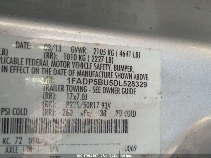 2013 FORD C-MAX HYBRID SEL - 1FADP5BU5DL528329