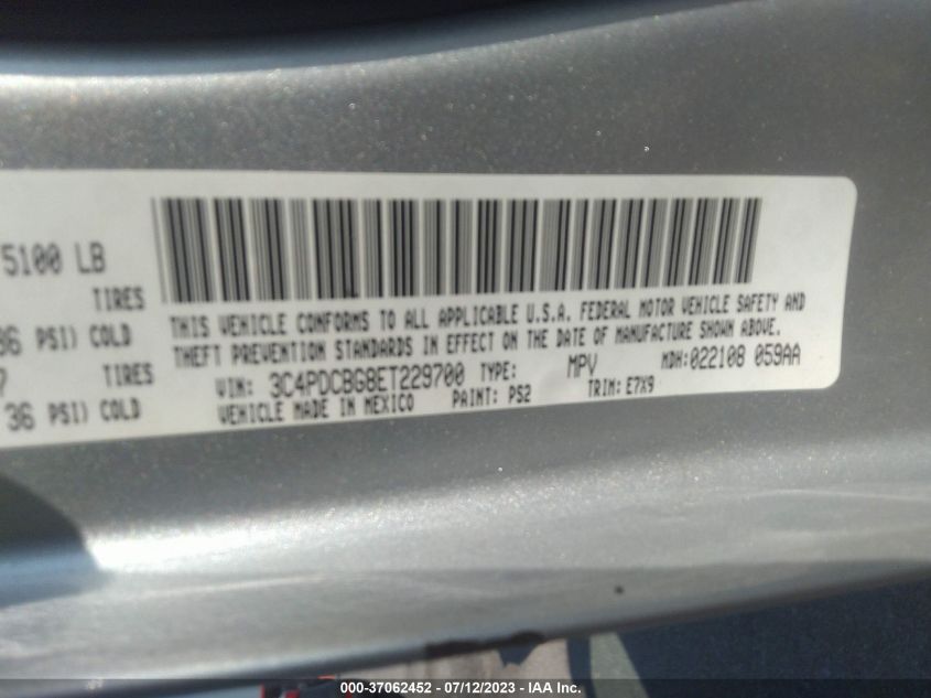 2014 DODGE JOURNEY SXT - 3C4PDCBG8ET229700