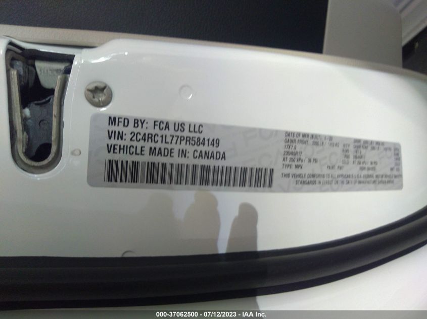 2023 CHRYSLER PACIFICA - 2C4RC1L77PR584149