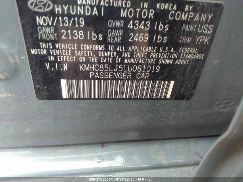 2020 HYUNDAI IONIQ ELECTRIC LIMITED KMHC85LJ5LU061019