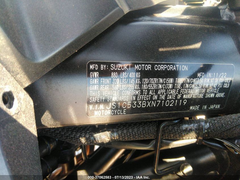 2022 SUZUKI GSX-S750 M/Z - JS1C533BXN7102119