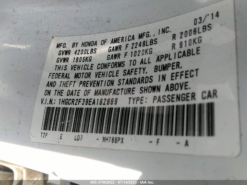 2014 HONDA ACCORD SEDAN LX - 1HGCR2F39EA182669