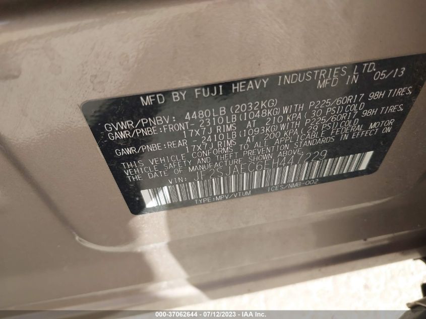 2014 SUBARU FORESTER 2.5I PREMIUM - JF2SJAEC6EH447229