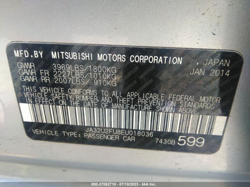 2014 MITSUBISHI LANCER ES - JA32U2FU8EU018036