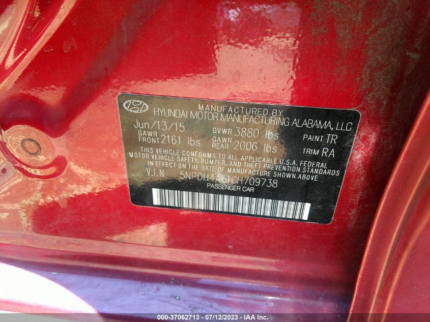 2016 HYUNDAI ELANTRA SE - 5NPDH4AE1GH709738