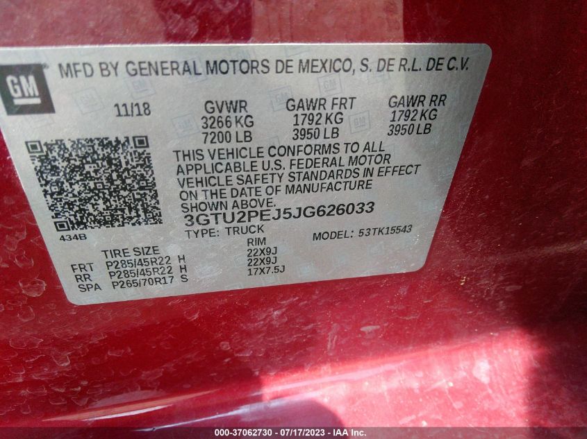 2018 GMC SIERRA 1500 DENALI - 3GTU2PEJ5JG626033