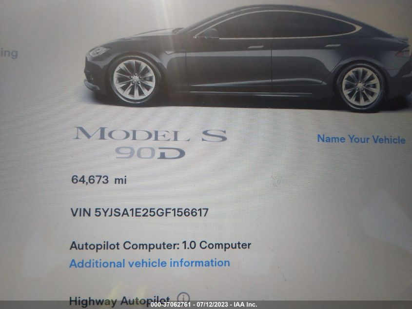 2016 TESLA MODEL S 90D/70D/75D/60D/85D - 5YJSA1E25GF156617