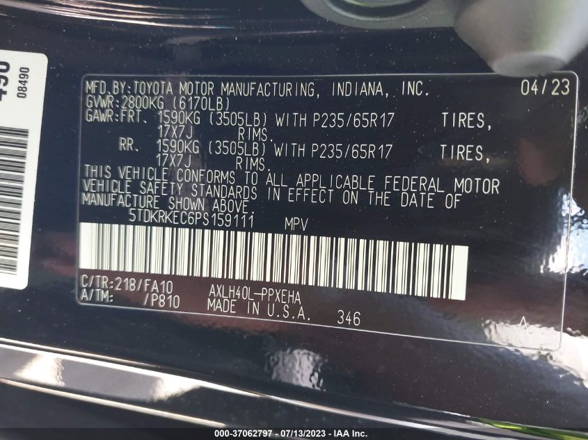 2023 TOYOTA SIENNA LE - 5TDKRKEC6PS159111