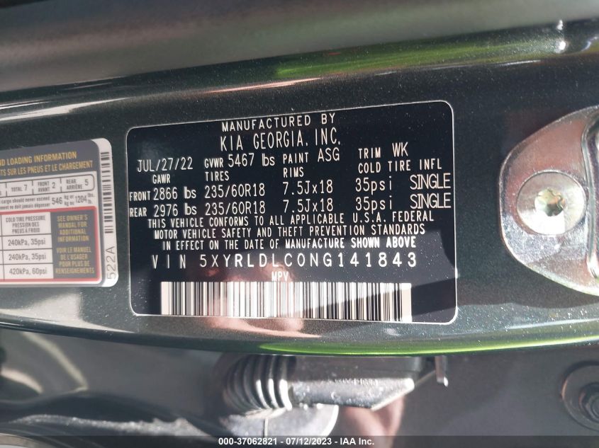 2022 KIA SORENTO X-LINE S - 5XYRLDLC0NG141843