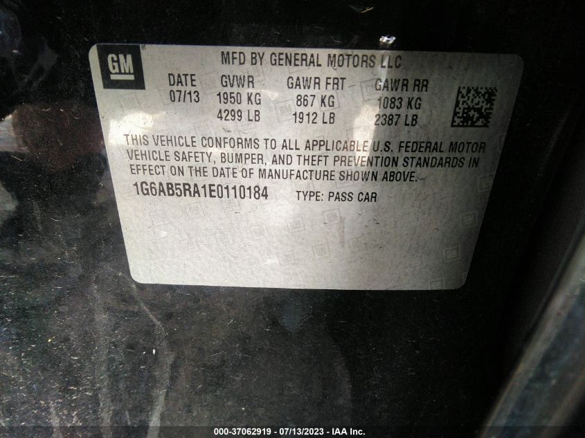 2014 CADILLAC ATS LUXURY RWD - 1G6AB5RA1E0110184