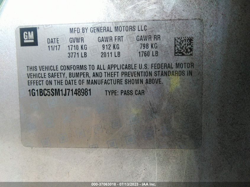 2018 CHEVROLET CRUZE LS - 1G1BC5SM1J7148981