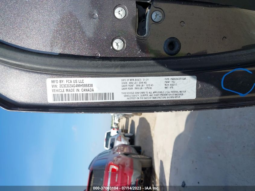 2021 DODGE CHALLENGER SXT - 2C3CDZAG4MH586838