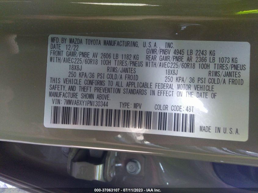2023 MAZDA CX-50 2.5 TURBO MERIDIAN 7MMVABXY1PN130344