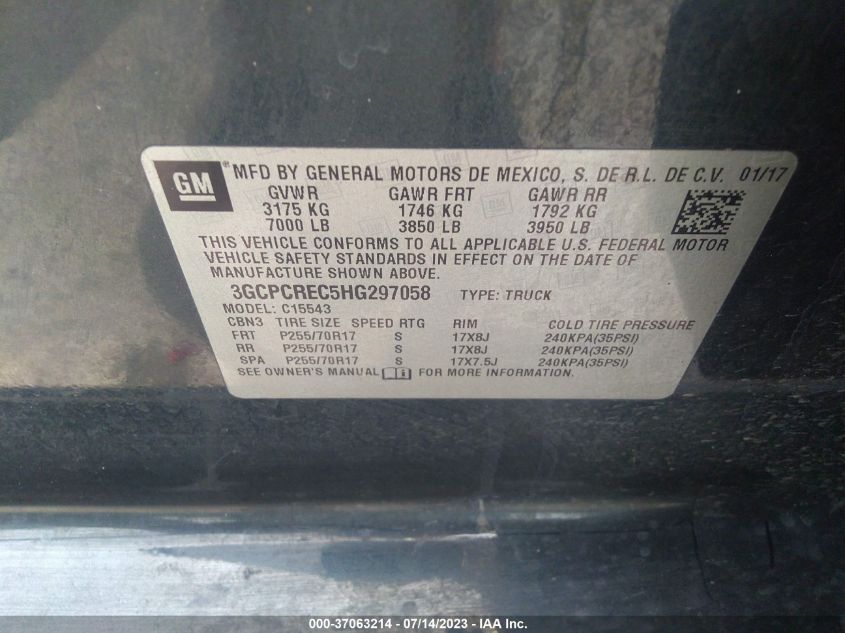 2017 CHEVROLET SILVERADO 1500 LT - 3GCPCREC5HG297058