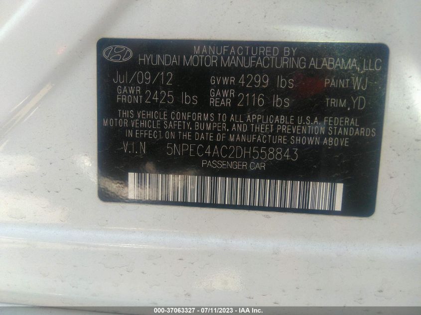 2013 HYUNDAI SONATA LIMITED PZEV - 5NPEC4AC2DH558843