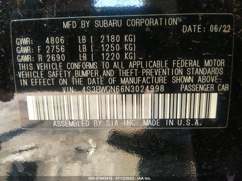 2022 SUBARU LEGACY LIMITED XT - 4S3BWGN66N3024998