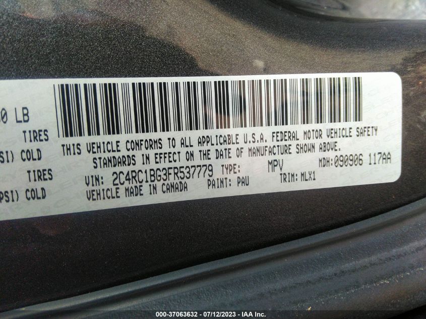 2015 CHRYSLER TOWN & COUNTRY TOURING - 2C4RC1BG3FR537779