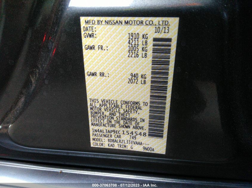 2014 NISSAN ALTIMA 2.5 S - 1N4AL3AP9EC154548