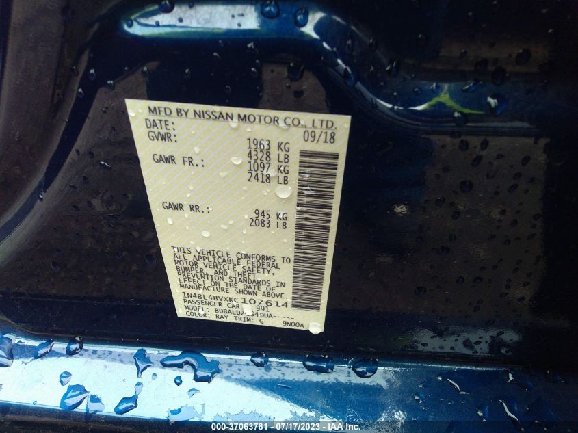 2019 NISSAN ALTIMA 2.5 S - 1N4BL4BVXKC107614