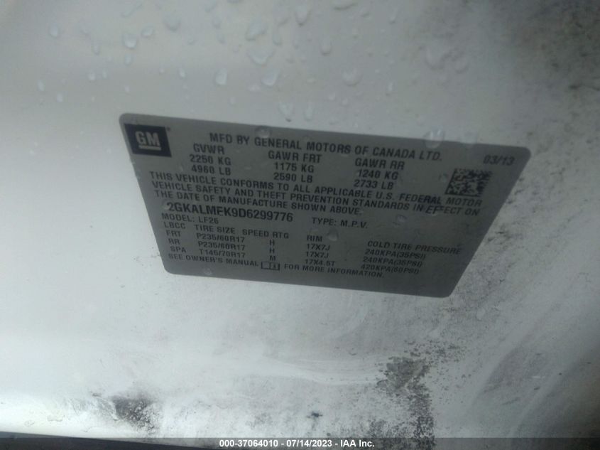 2013 GMC TERRAIN SLE - 2GKALMEK9D6299776