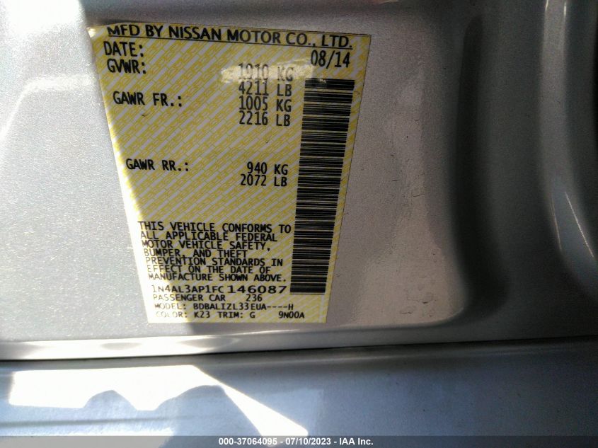 2015 NISSAN ALTIMA 2.5 SV - 1N4AL3AP1FC146087