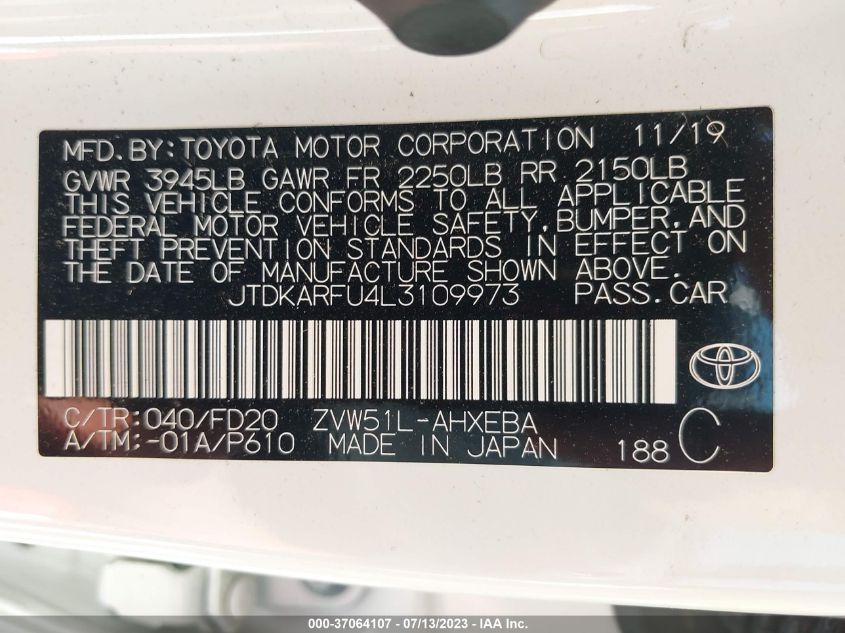 JTDKARFU4L3109973 Toyota Prius L/LE/XLE/LIMITED 9