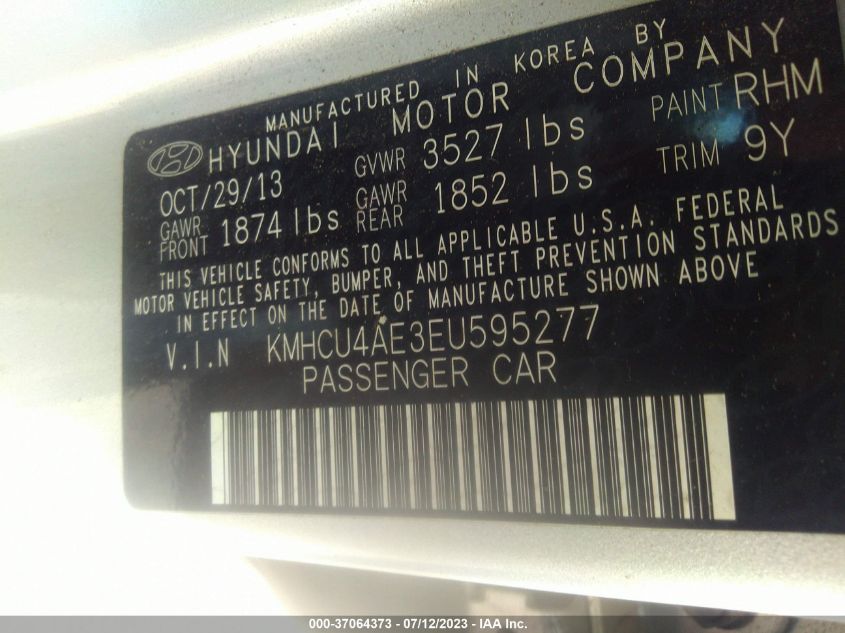 2014 HYUNDAI ACCENT GLS/SE - KMHCU4AE3EU595277
