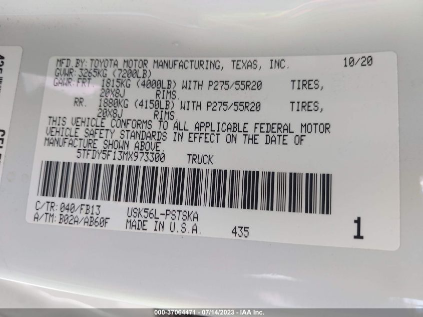 2021 TOYOTA TUNDRA 4WD SR5/TRD PRO - 5TFDY5F13MX973300