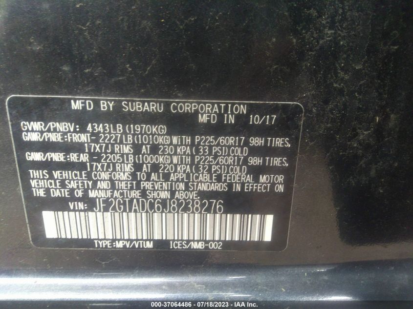 2018 SUBARU CROSSTREK PREMIUM - JF2GTADC6J8238276