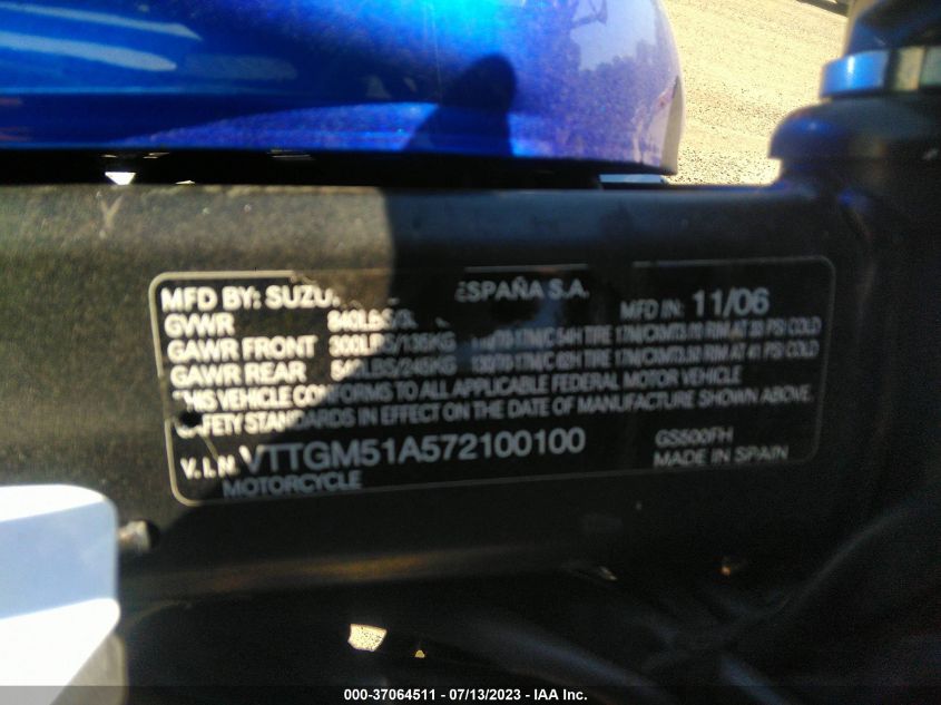 2007 SUZUKI GS500 - VTTGM51A572100100