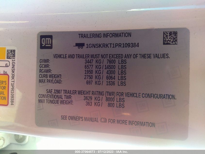 2023 CHEVROLET TAHOE RST - 1GNSKRKT1PR109384