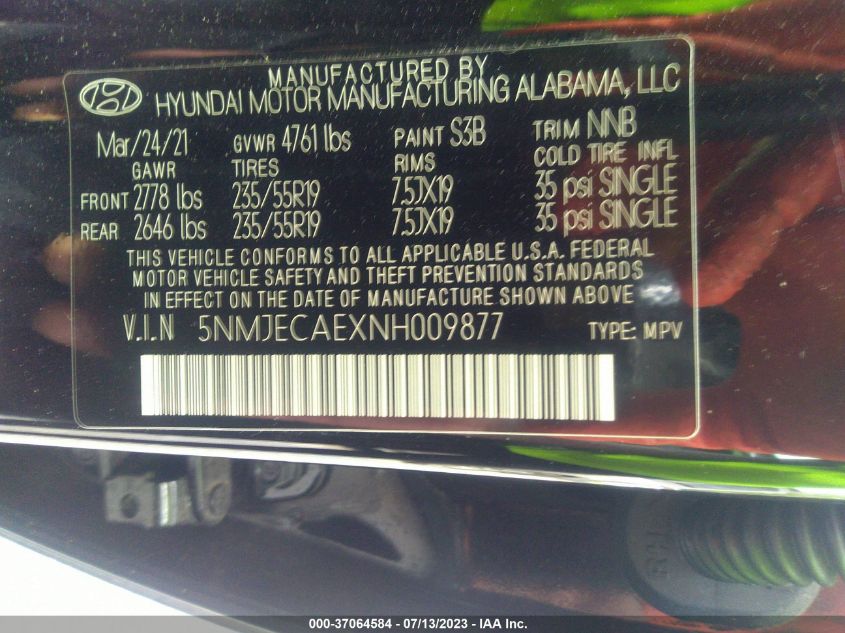 2022 HYUNDAI TUCSON LIMITED - 5NMJECAEXNH009877