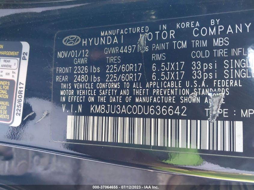 2013 HYUNDAI TUCSON GLS/LIMITED - KM8JU3AC0DU636642