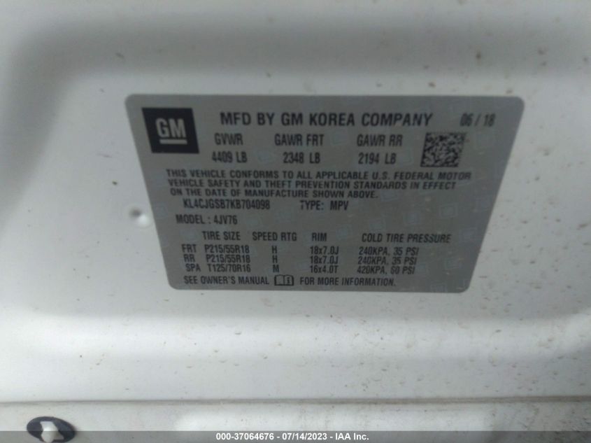 2019 BUICK ENCORE ESSENCE - KL4CJGSB7KB704098