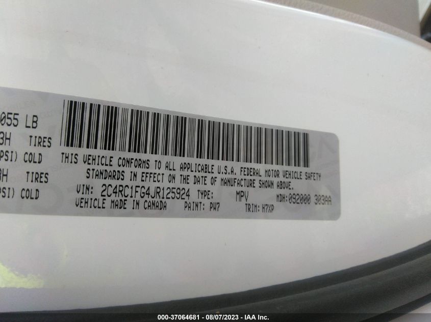 2018 CHRYSLER PACIFICA TOURING PLUS - 2C4RC1FG4JR125924