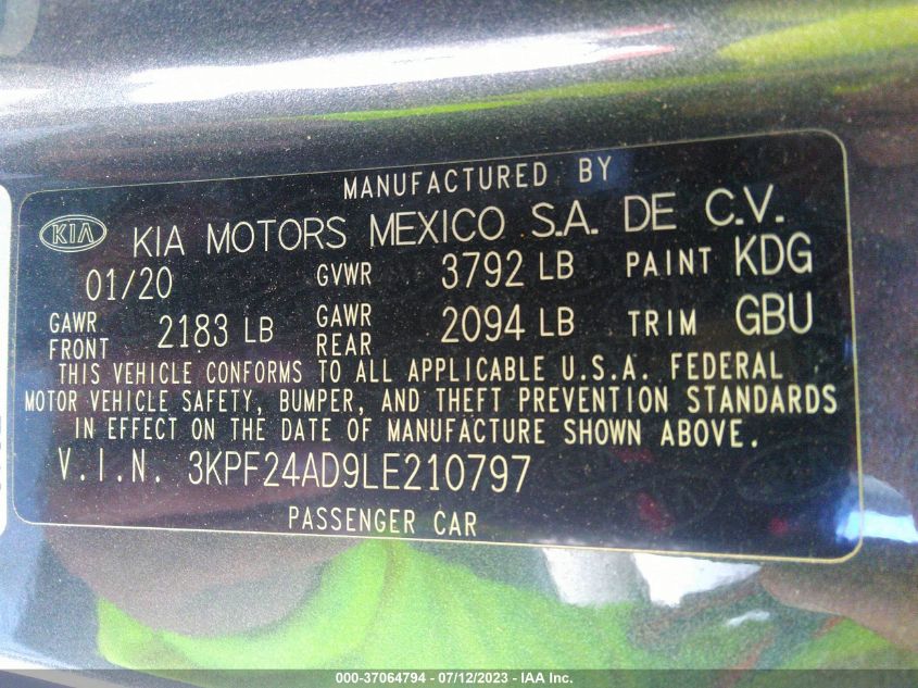 2020 KIA FORTE LXS - 3KPF24AD9LE210797