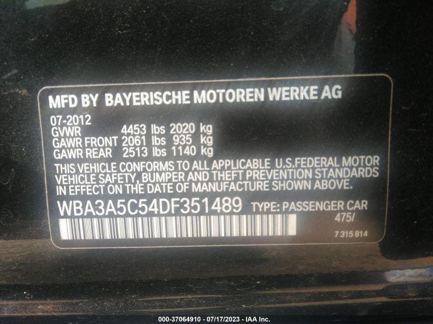 2013 BMW 3 SERIES 328I - WBA3A5C54DF351489
