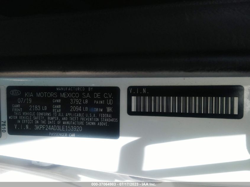 2020 KIA FORTE LXS - 3KPF24AD3LE153920