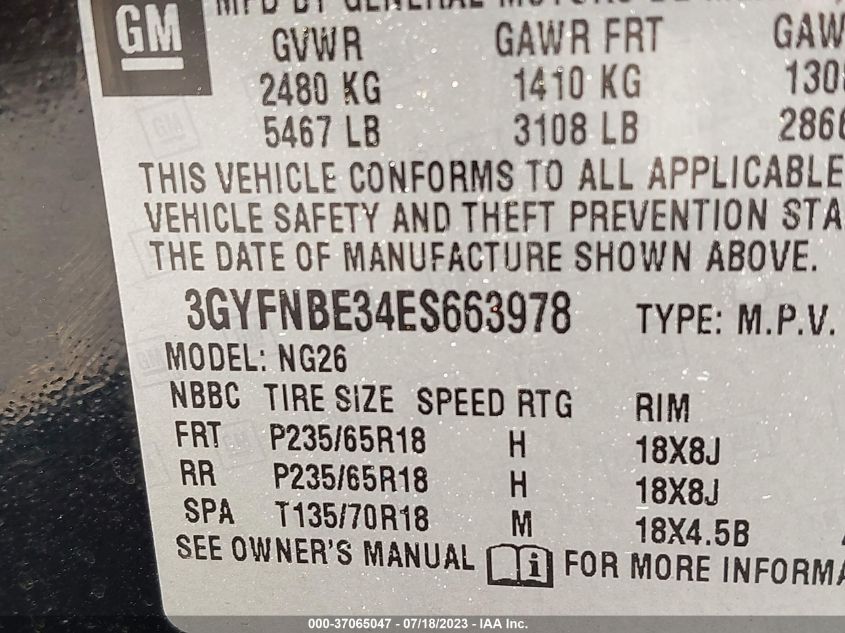 2014 CADILLAC SRX LUXURY COLLECTION - 3GYFNBE34ES663978