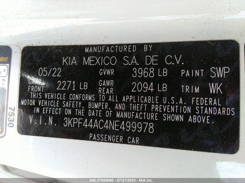 2022 KIA FORTE GT - 3KPF44AC4NE499978