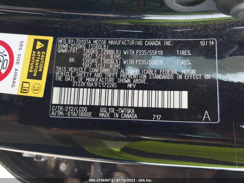2015 LEXUS RX 350 - 2T2ZK1BA1FC172285