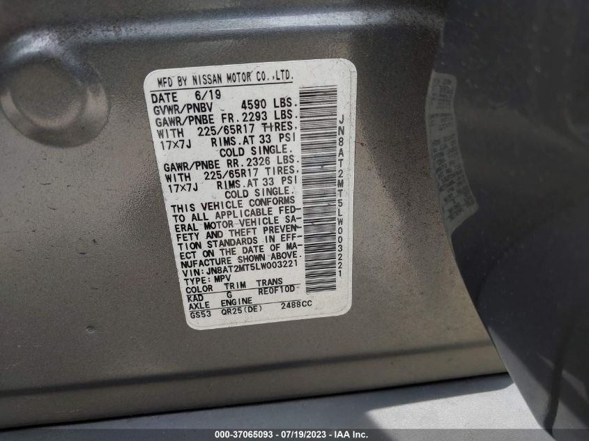 2020 NISSAN ROGUE SV - JN8AT2MT5LW003221